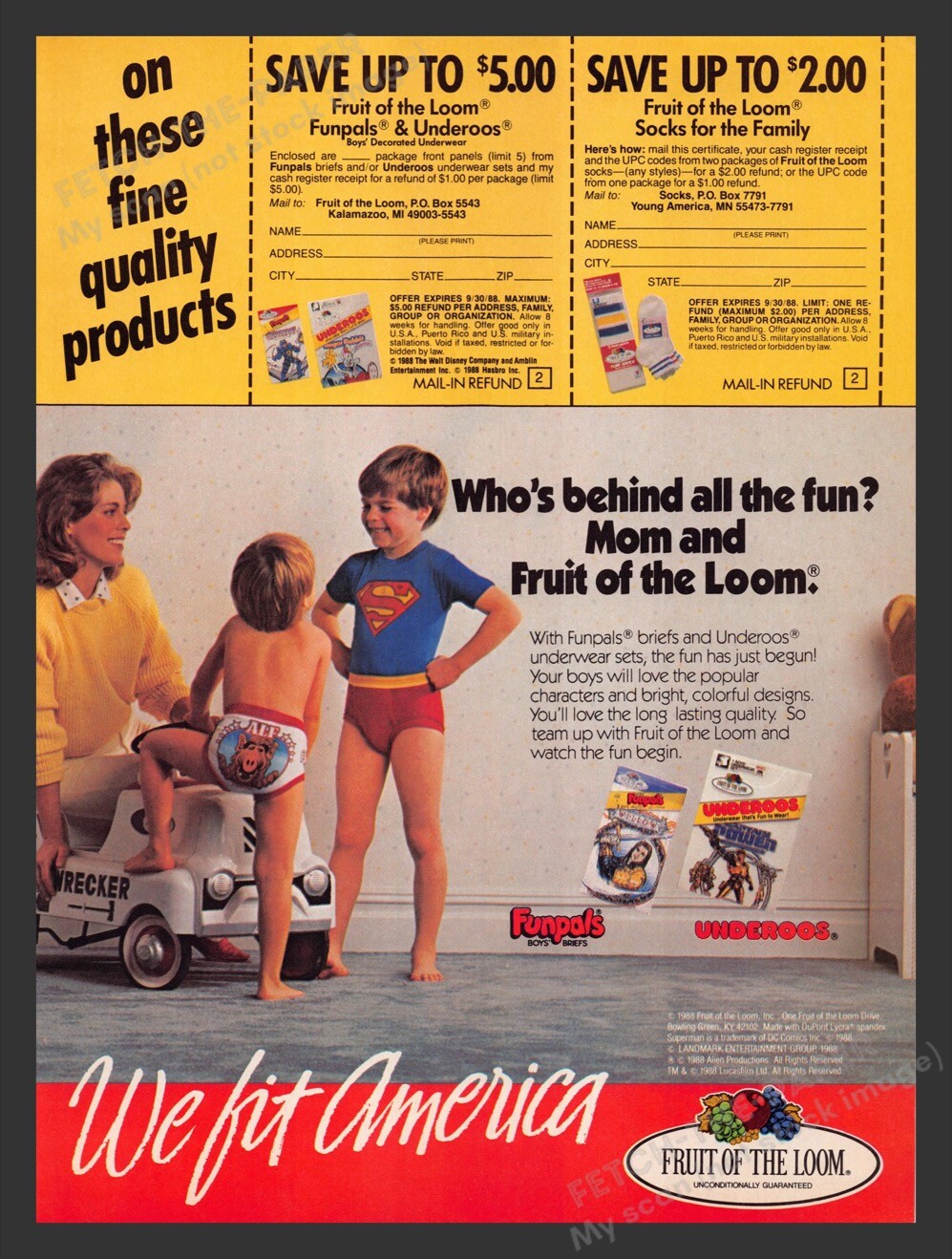 Fruit of the Loom FunPals Magazine Ad