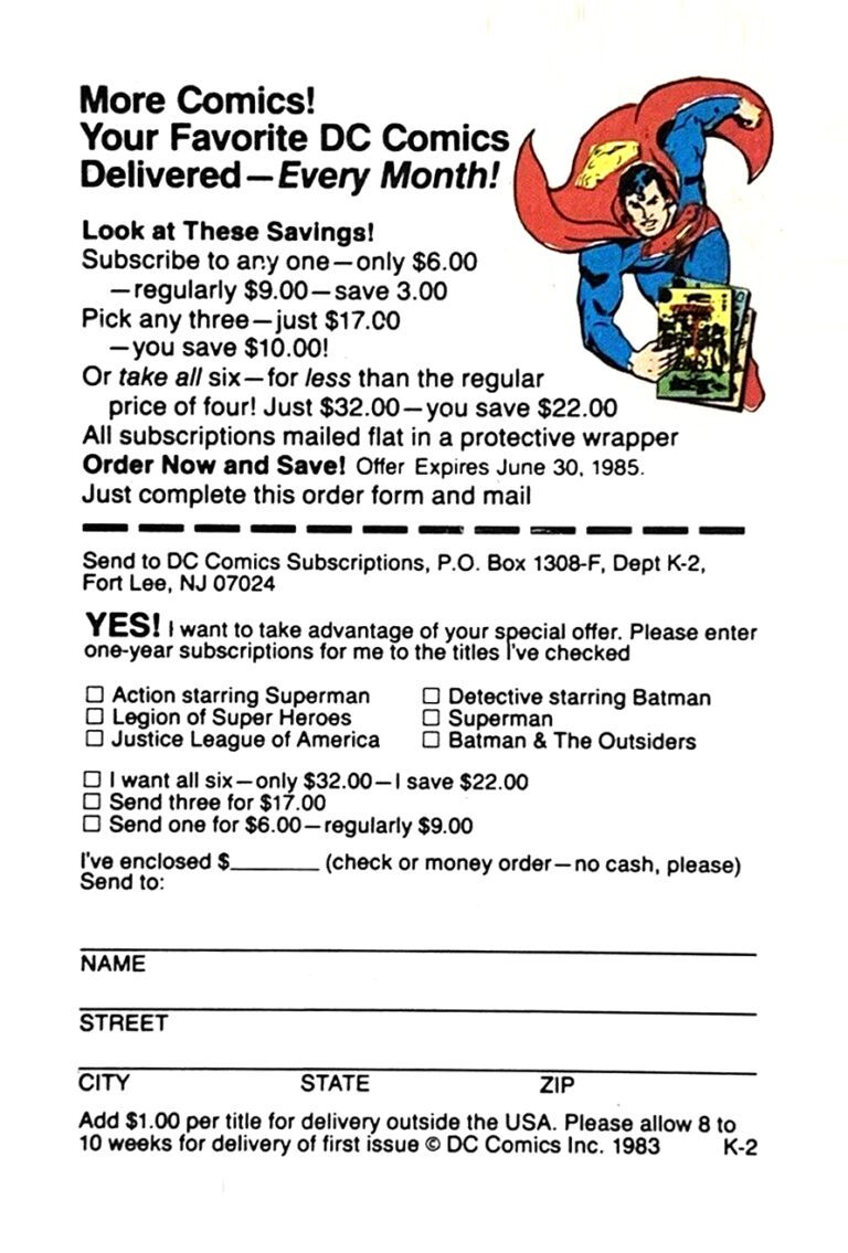 Back of Superman - Super Powers Mini Comic