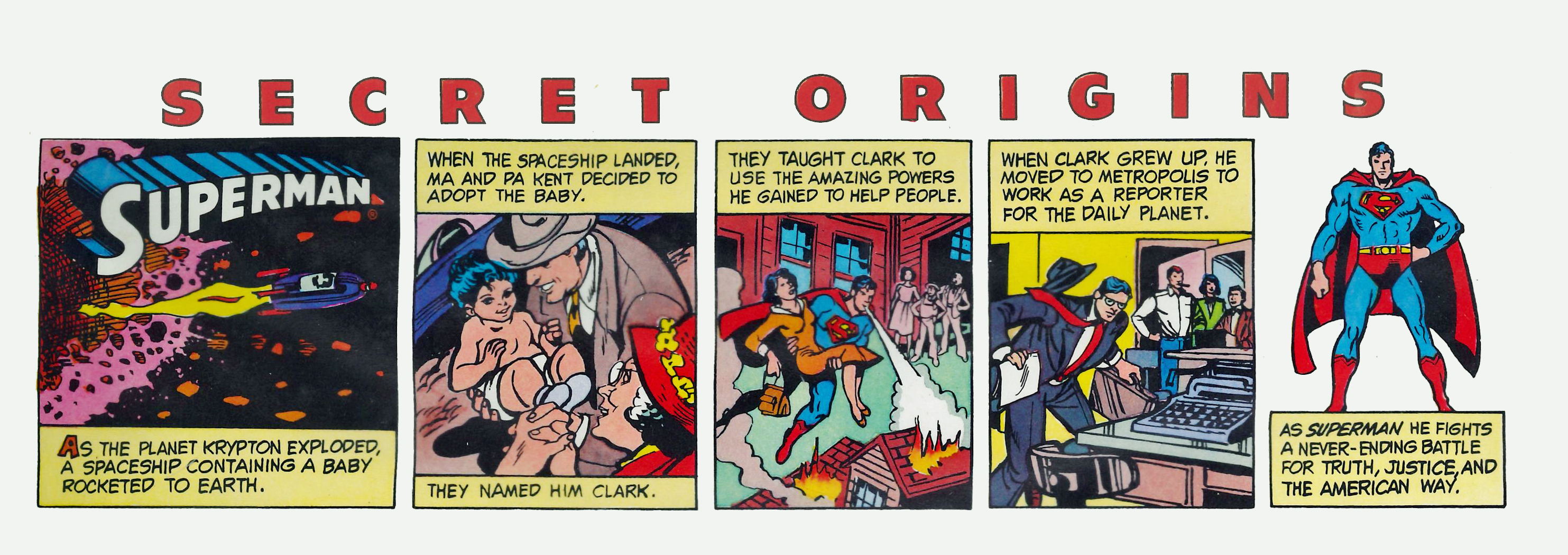 Secret Origin of Superman comic strip from collectors case