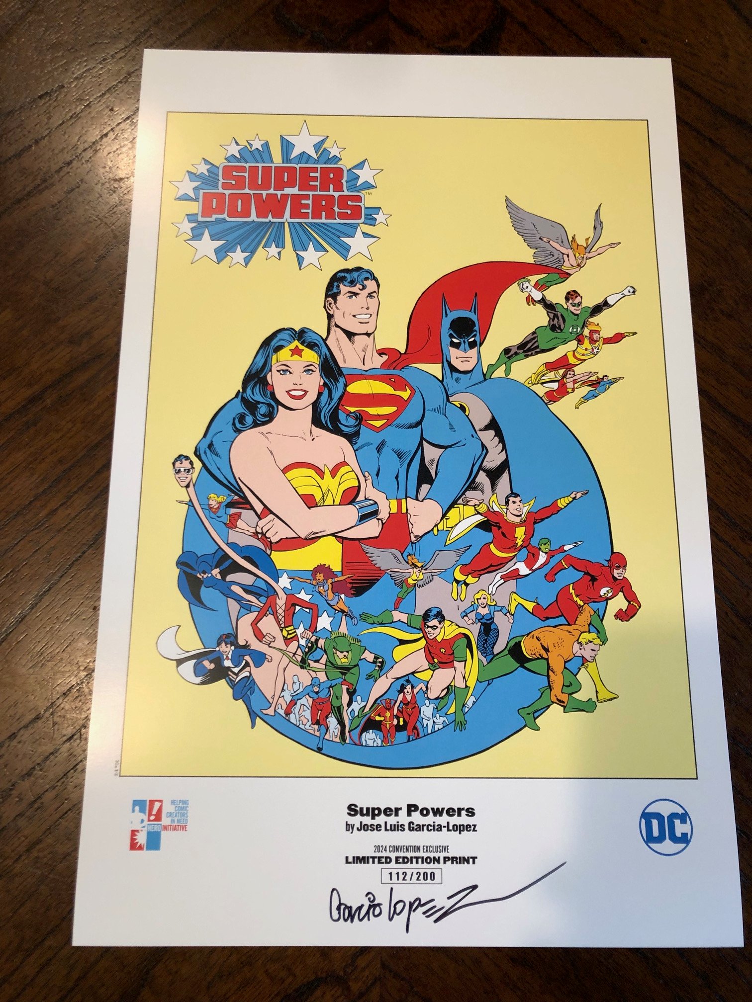 Photo of The Hero Initiative Super Powers print signed by José Luis García-López