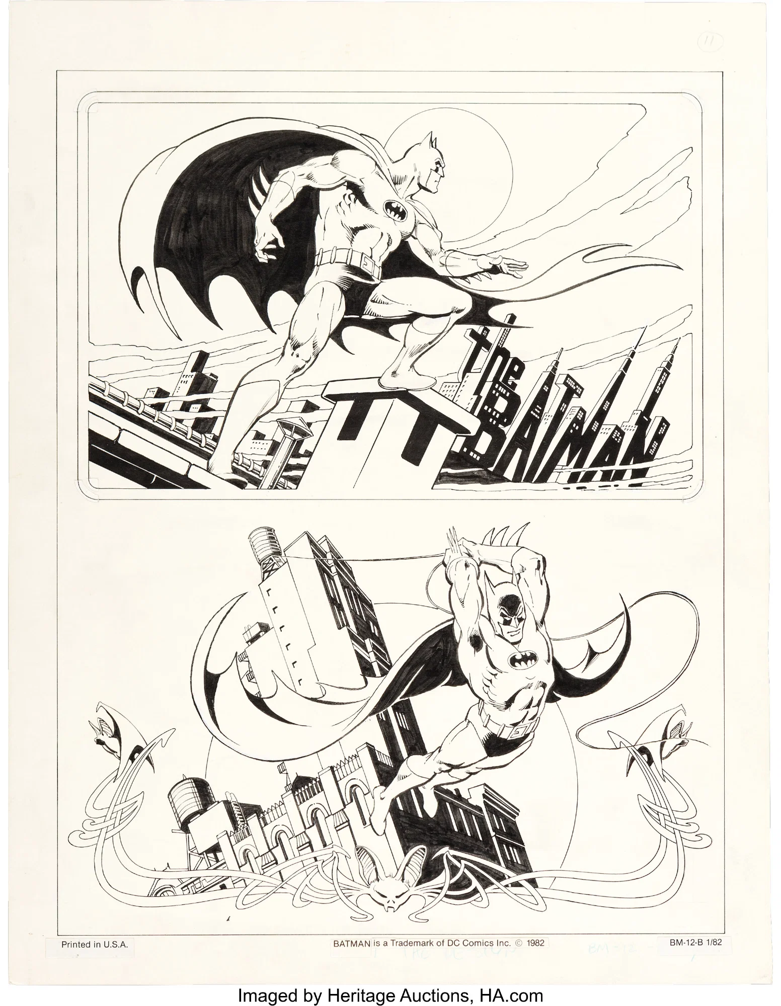 Photo of Original 1982 DC Style Guide Artwork featuring Batman