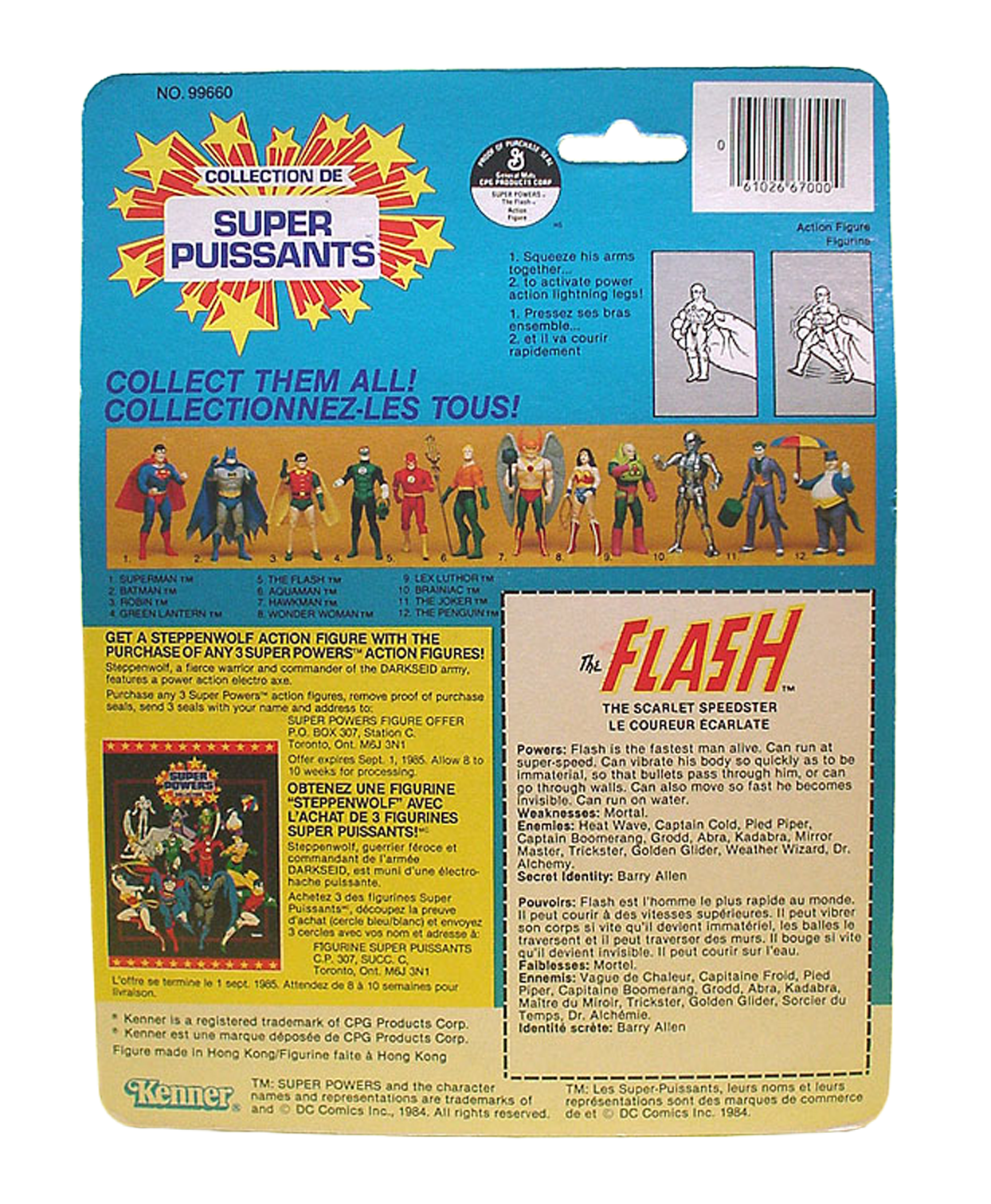 Kenner Super Powers Flash - Canadian Bilingual version (English, French) - Back